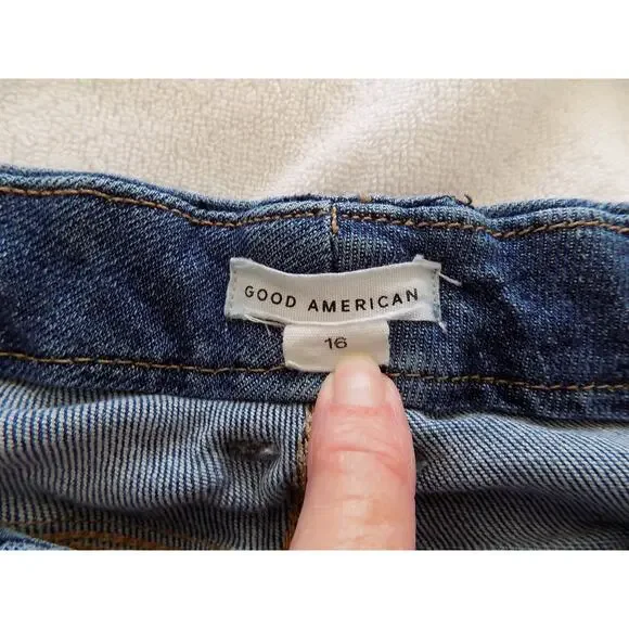 Good American straight leg distressed jeans high waist size 16 - Picture 6 of 8